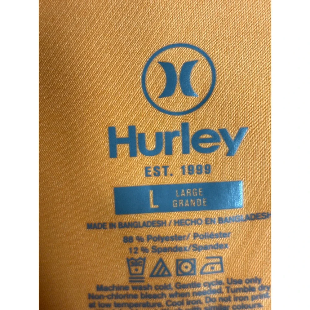 Hurley Men's Long Sleeve T-Shirt Orange Graphic‎ Print Size Large